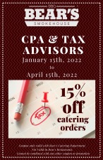 Bear's Smokehouse Offers Special for CPA's & Tax Advisors!