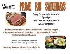 All you can eat Prime Rib Saturdays